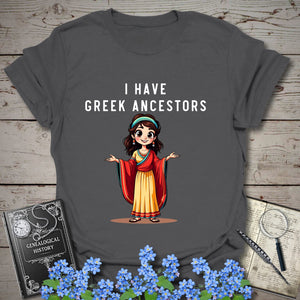 I Have Greek Ancestors T-Shirt in Charcoal by Genealogy Keepsakes