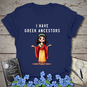 I Have Greek Ancestors T-Shirt in Navy by Genealogy Keepsakes