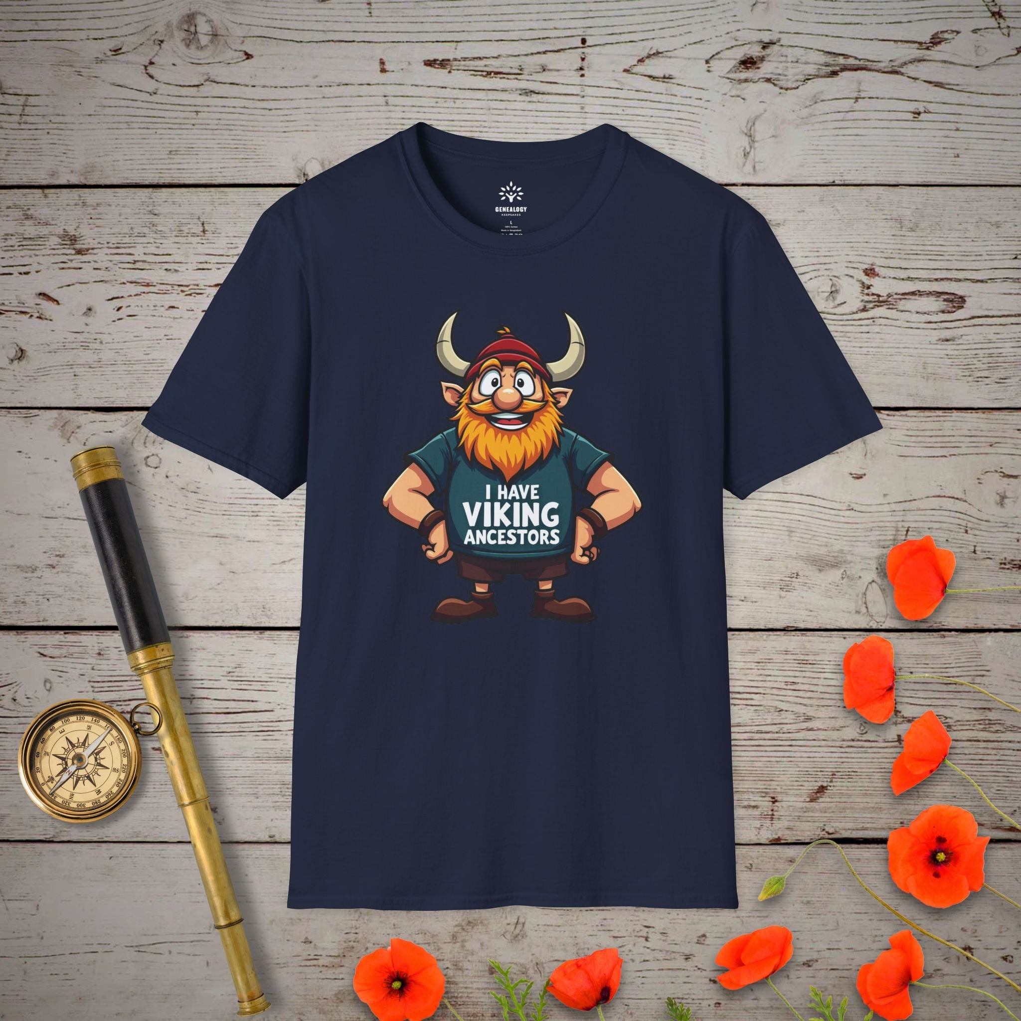 I Have Viking Ancestors T-Shirt in Navy by Genealogy Keepsakes