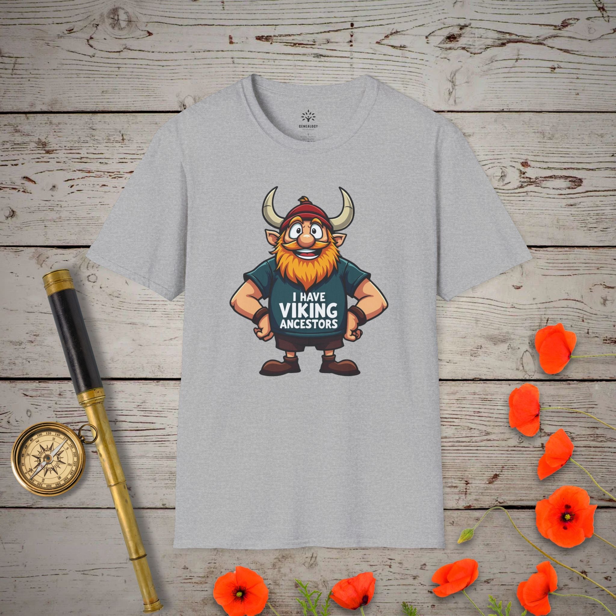 I Have Viking Ancestors T-Shirt in Sport Grey by Genealogy Keepsakes