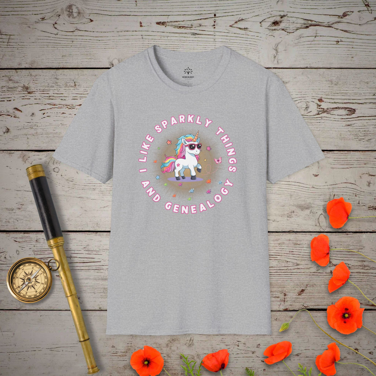 I Like Sparkly Things T-Shirt - Genealogy Keepsakes Custom Genealogy Gift - Sport Grey S