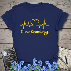 I Love Genealogy T-Shirt in Navy by Genealogy Keepsakes