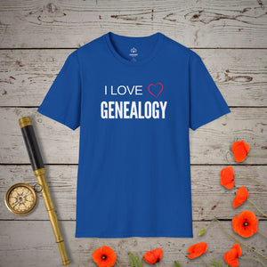 I Love Genealogy T-Shirt - Genealogy Keepsakes Custom Genealogy Gift - Royal S