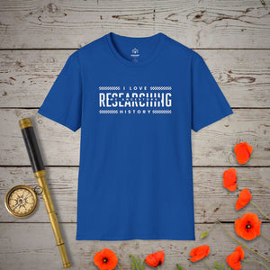 I Love Researching T-Shirt in Royal by Genealogy Keepsakes