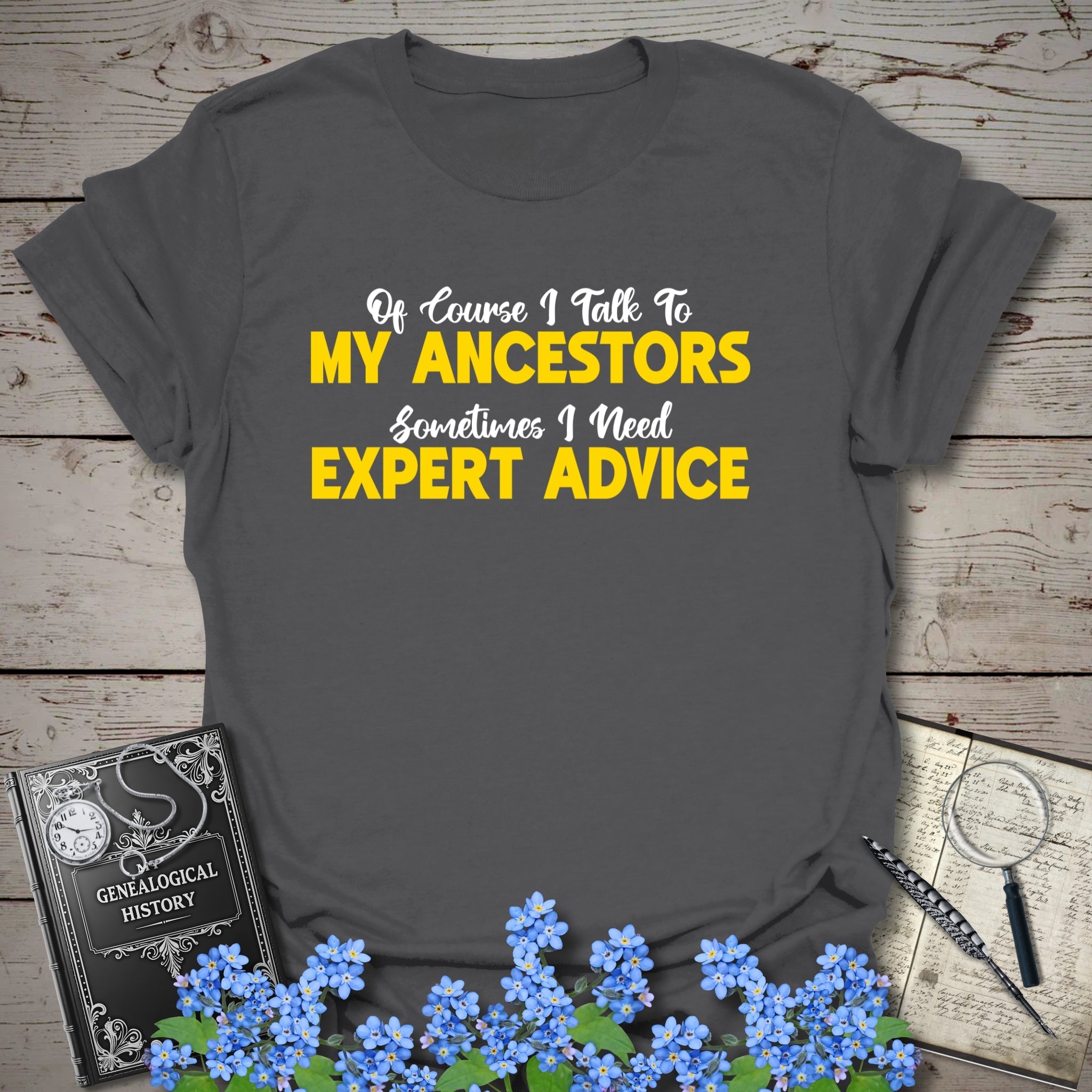 I Speak To My Ancestors T-Shirt in Charcoal by Genealogy Keepsakes