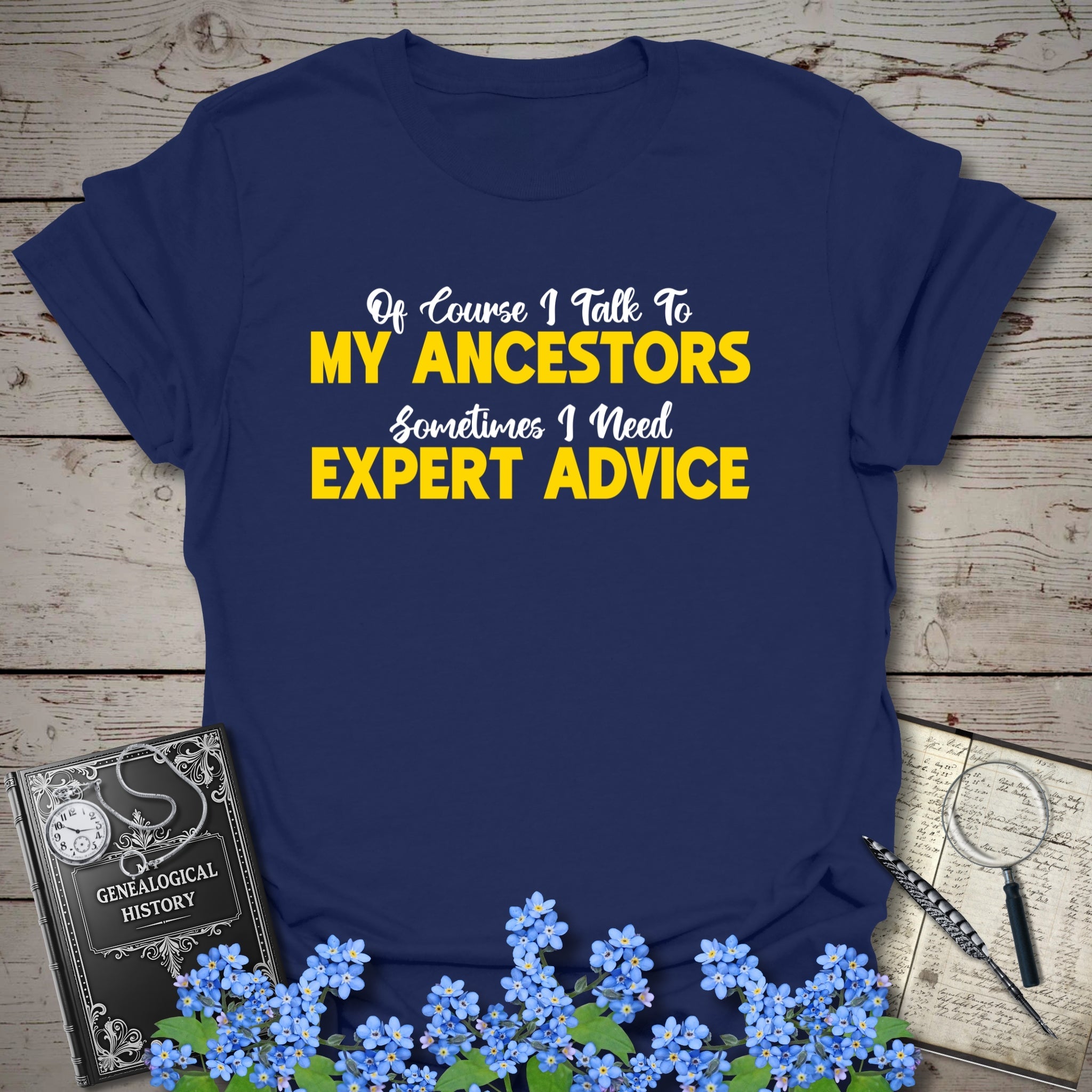 I Speak To My Ancestors T-Shirt in Navy by Genealogy Keepsakes