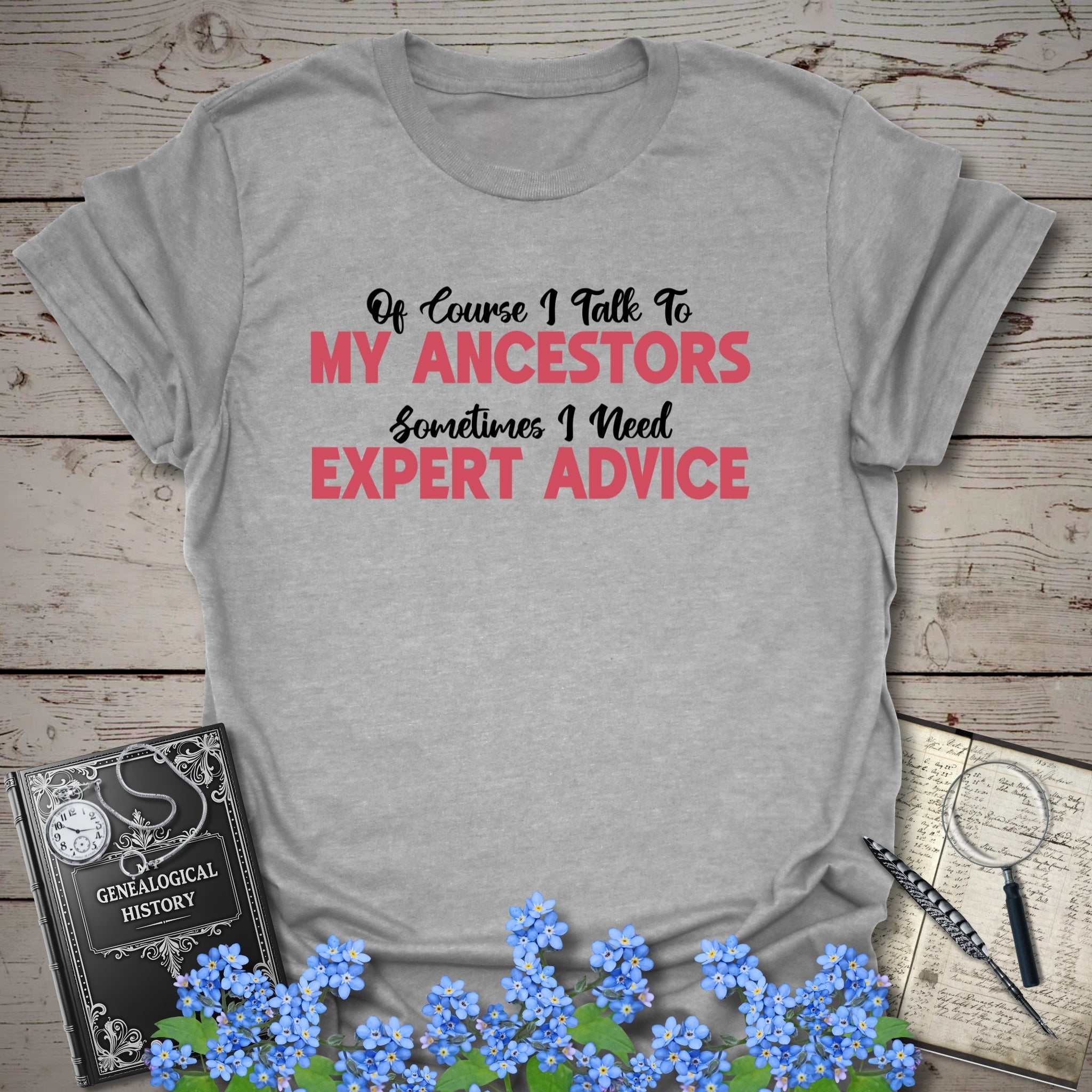 I Speak To My Ancestors T-Shirt in Sport Grey by Genealogy Keepsakes