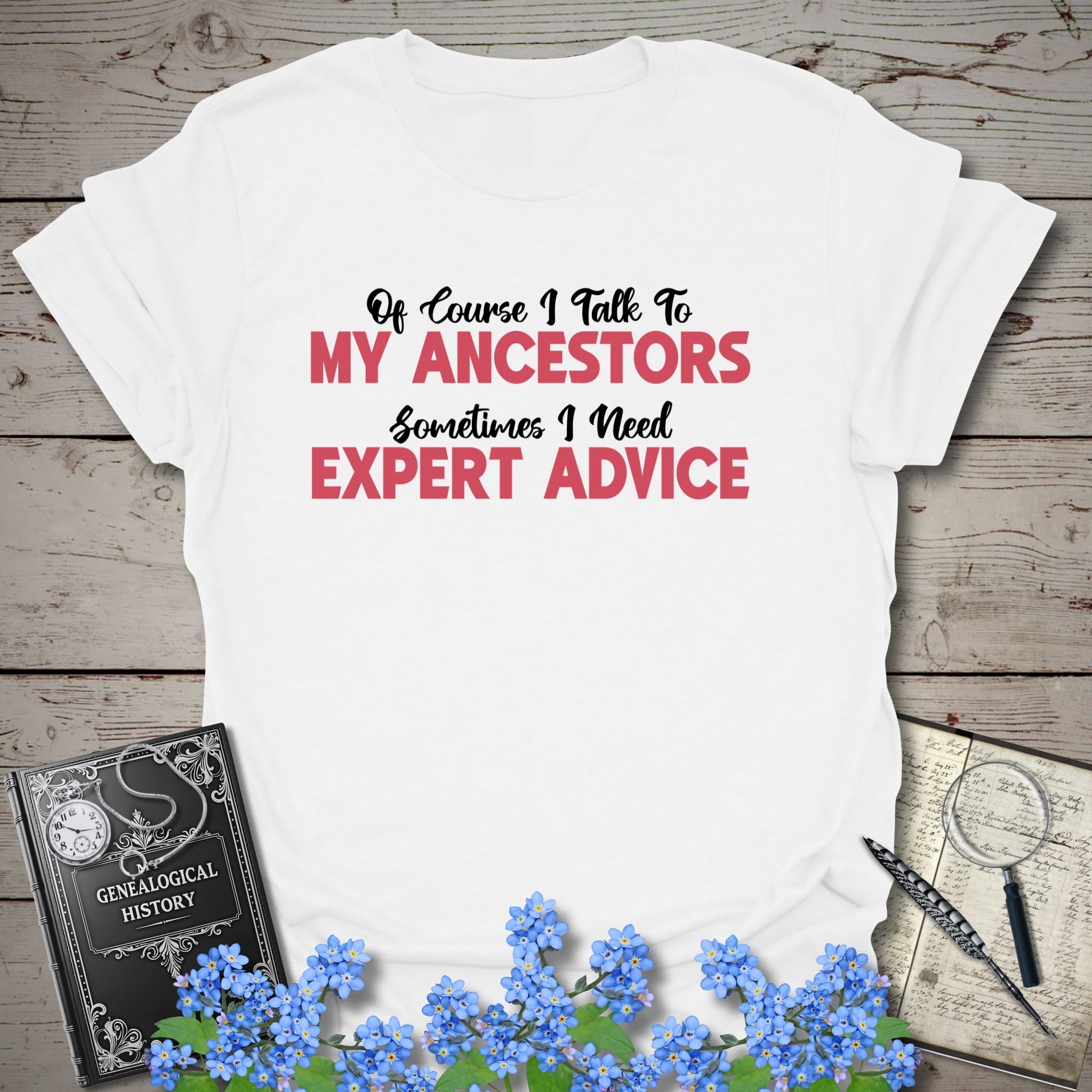 I Speak To My Ancestors T-Shirt in White by Genealogy Keepsakes