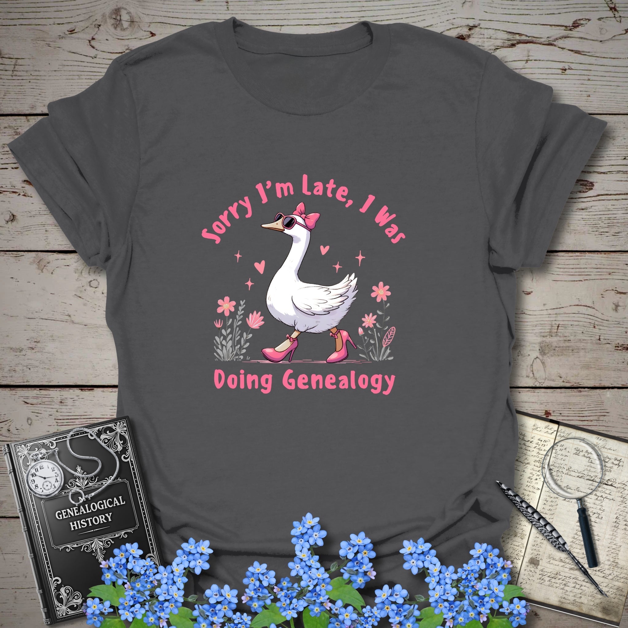 I Was Doing Genealogy T-Shirt in Charcoal by Genealogy Keepsakes