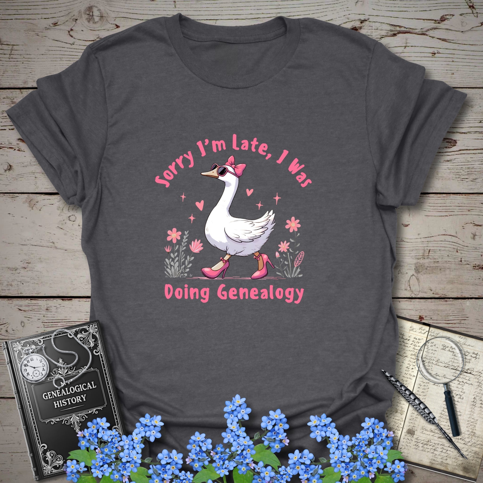 I Was Doing Genealogy T-Shirt in Dark Heather Grey by Genealogy Keepsakes
