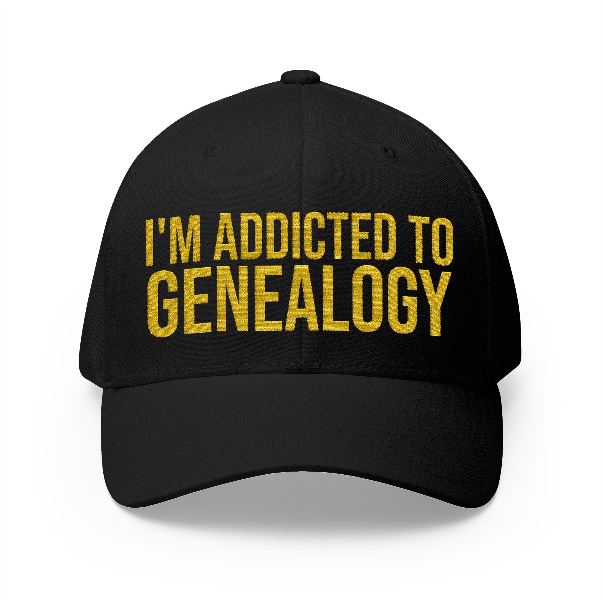 I'm Addicted to Genealogy Embroidered Cap in Black by Genealogy Keepsakes
