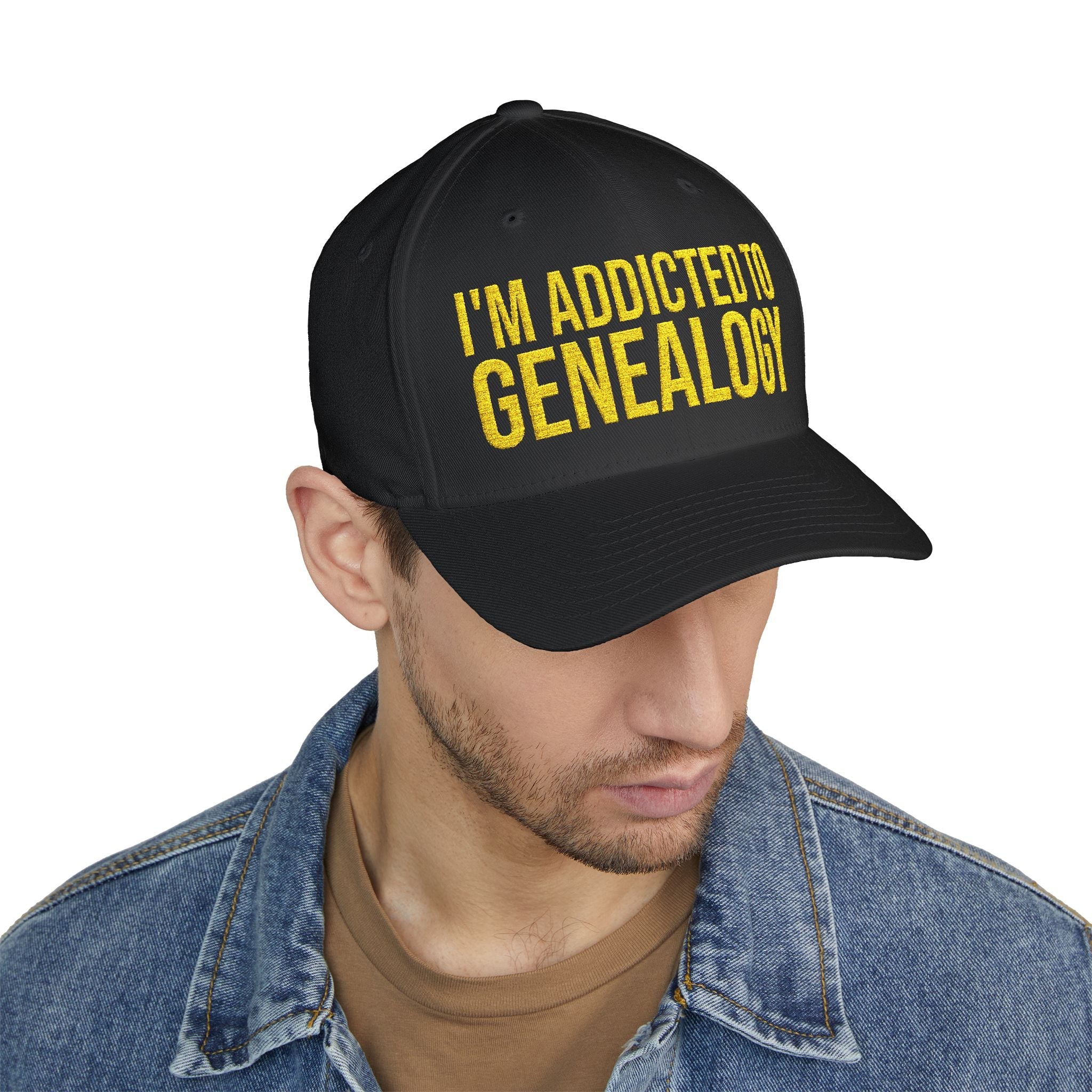 I'm Addicted to Genealogy Embroidered Cap in Black by Genealogy Keepsakes
