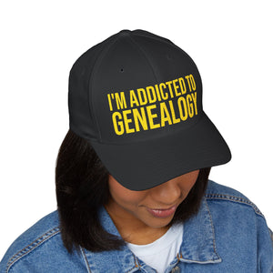 I'm Addicted to Genealogy Embroidered Cap in Black by Genealogy Keepsakes