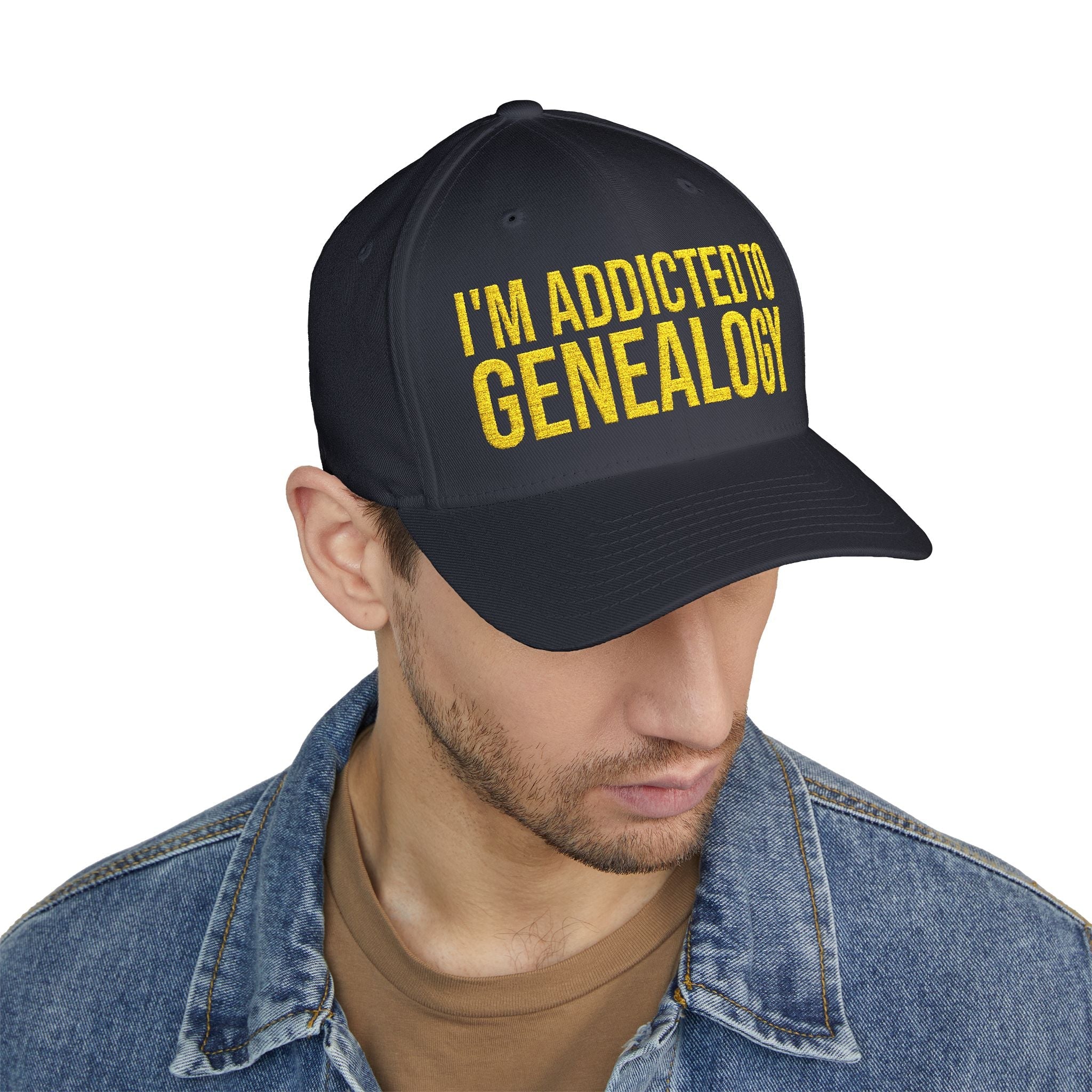 I'm Addicted to Genealogy Embroidered Cap in Dark Navy by Genealogy Keepsakes