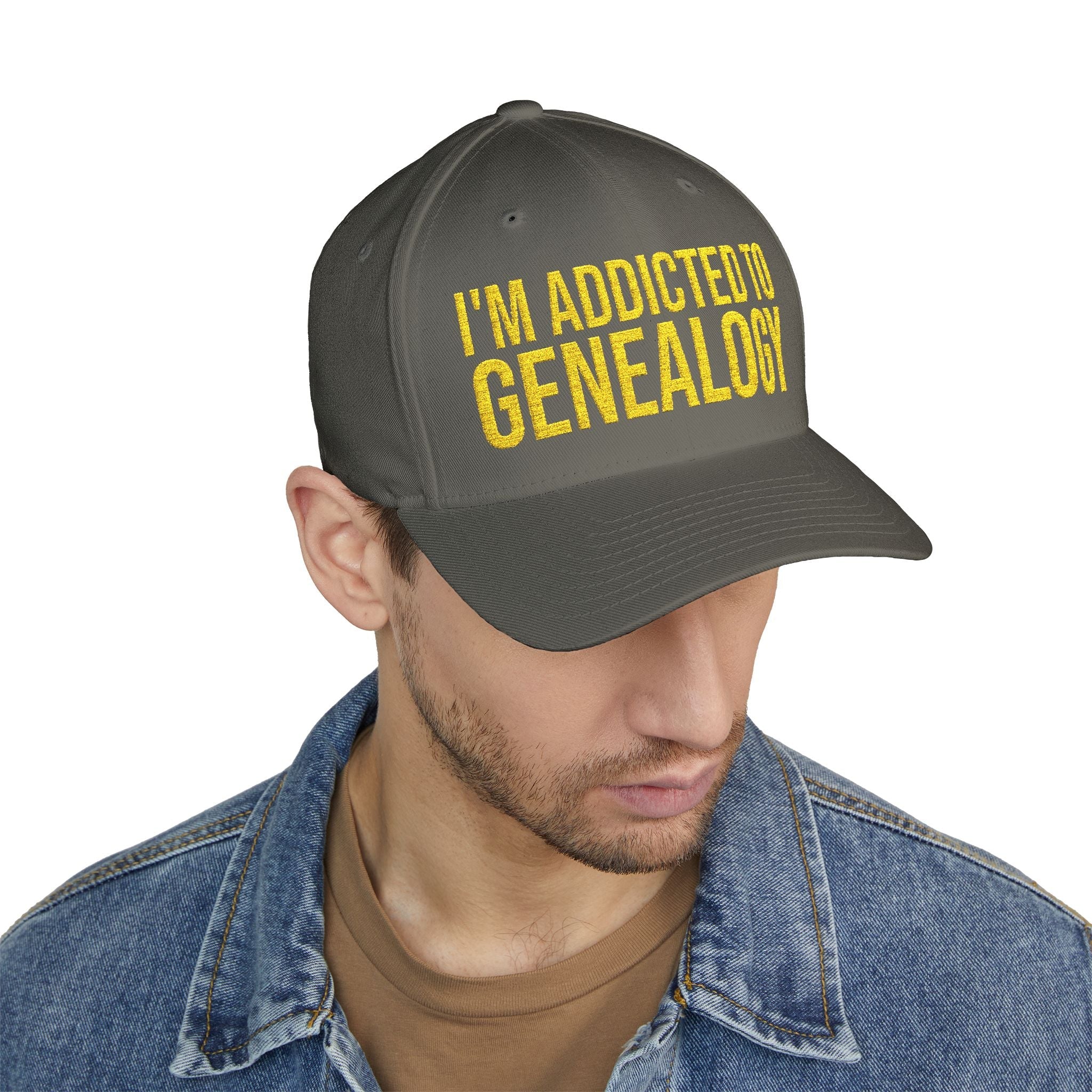 I'm Addicted to Genealogy Embroidered Cap in Olive by Genealogy Keepsakes