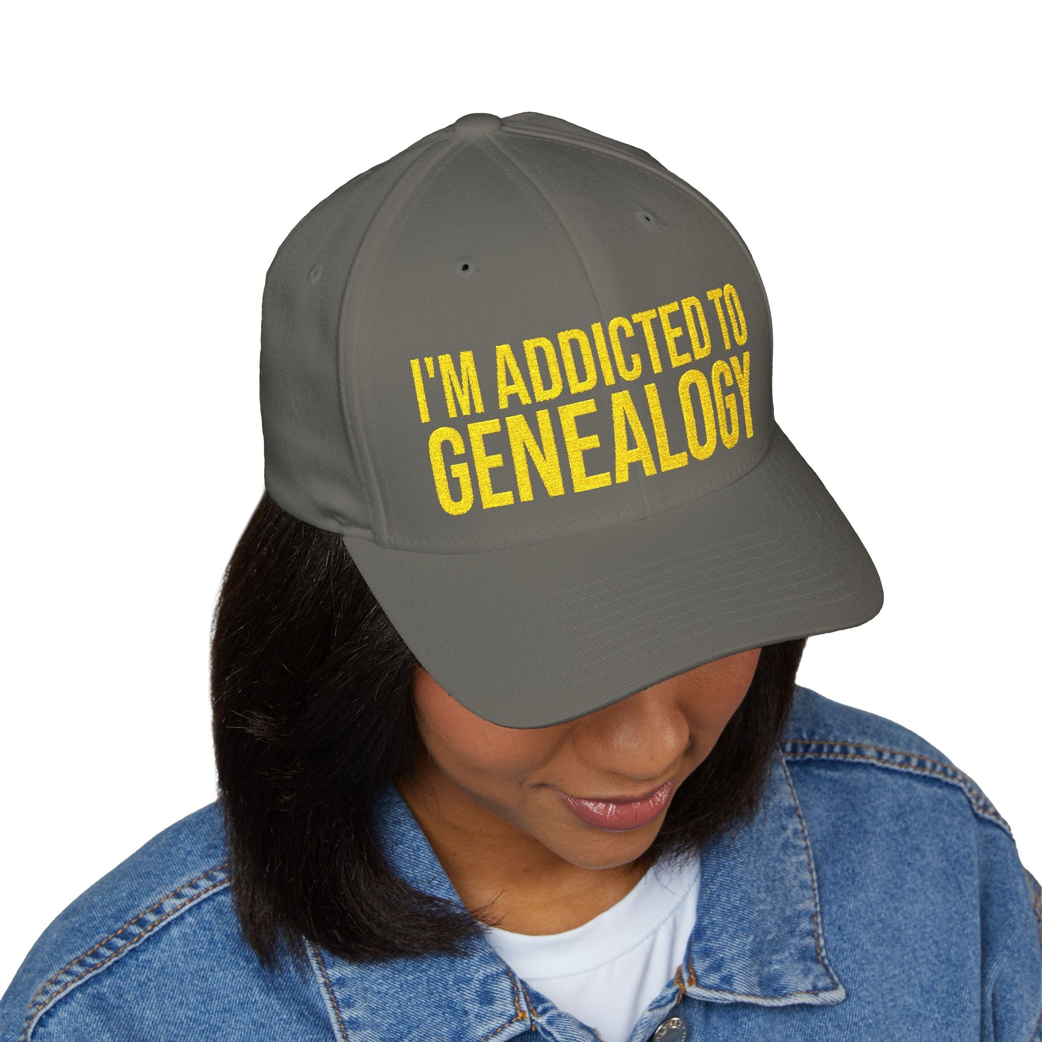 I'm Addicted to Genealogy Embroidered Cap in Olive by Genealogy Keepsakes