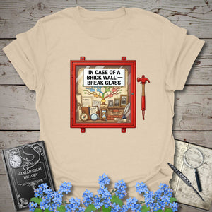 In Case Of A Brick Wall - Break Glass T-Shirt in Natural by Genealogy Keepsakes