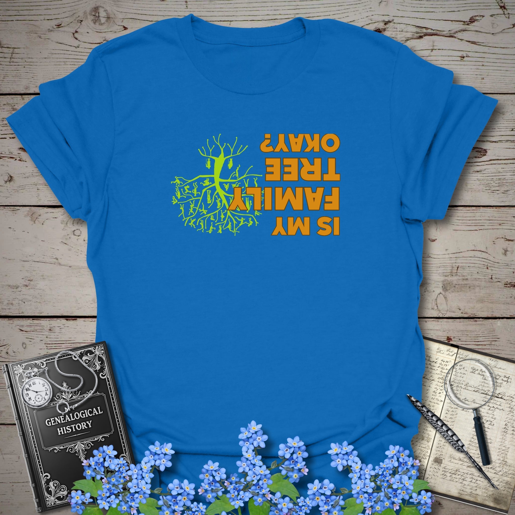 Is My Family Tree Ok? T-Shirt in Royal by Genealogy Keepsakes