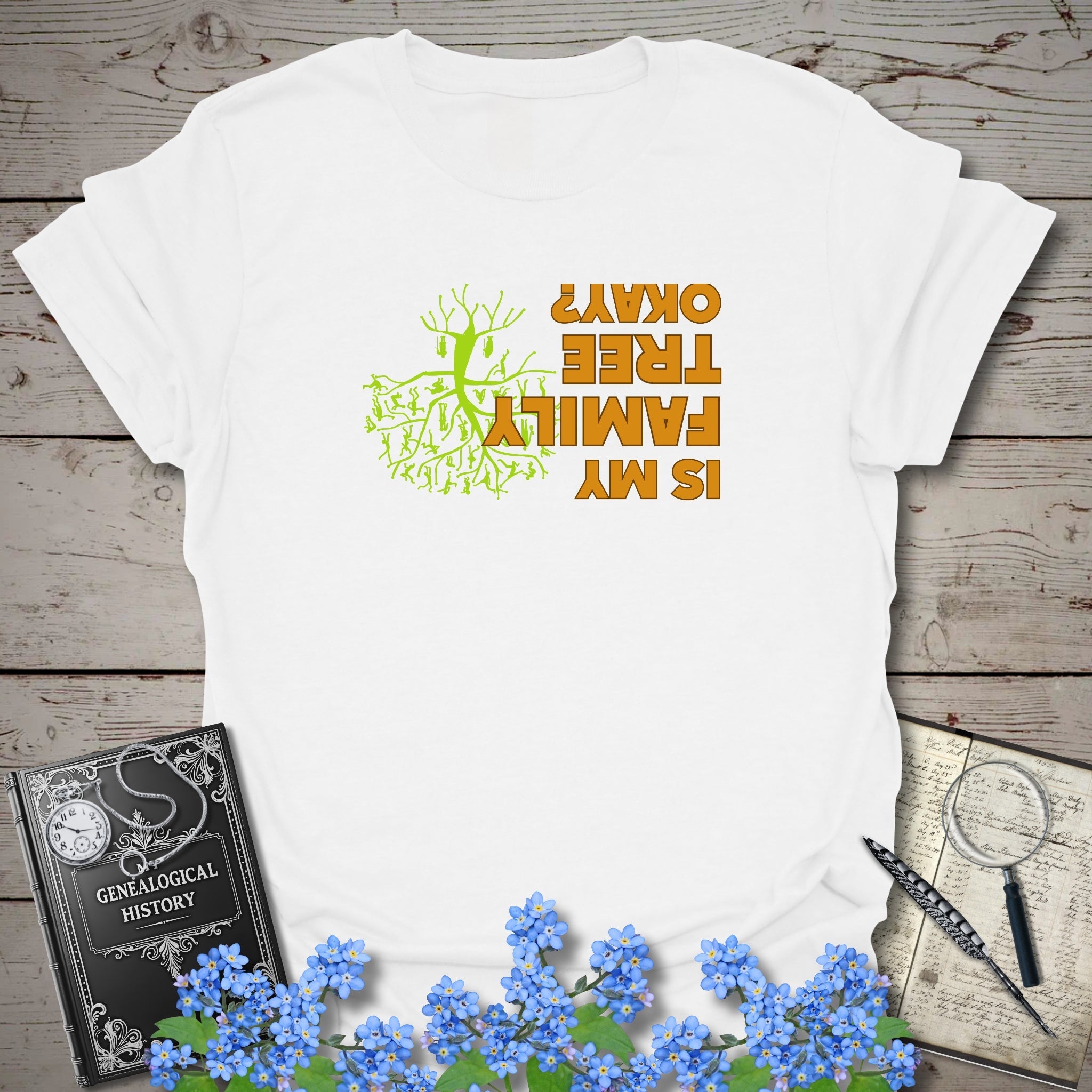 Is My Family Tree Ok? T-Shirt in White by Genealogy Keepsakes
