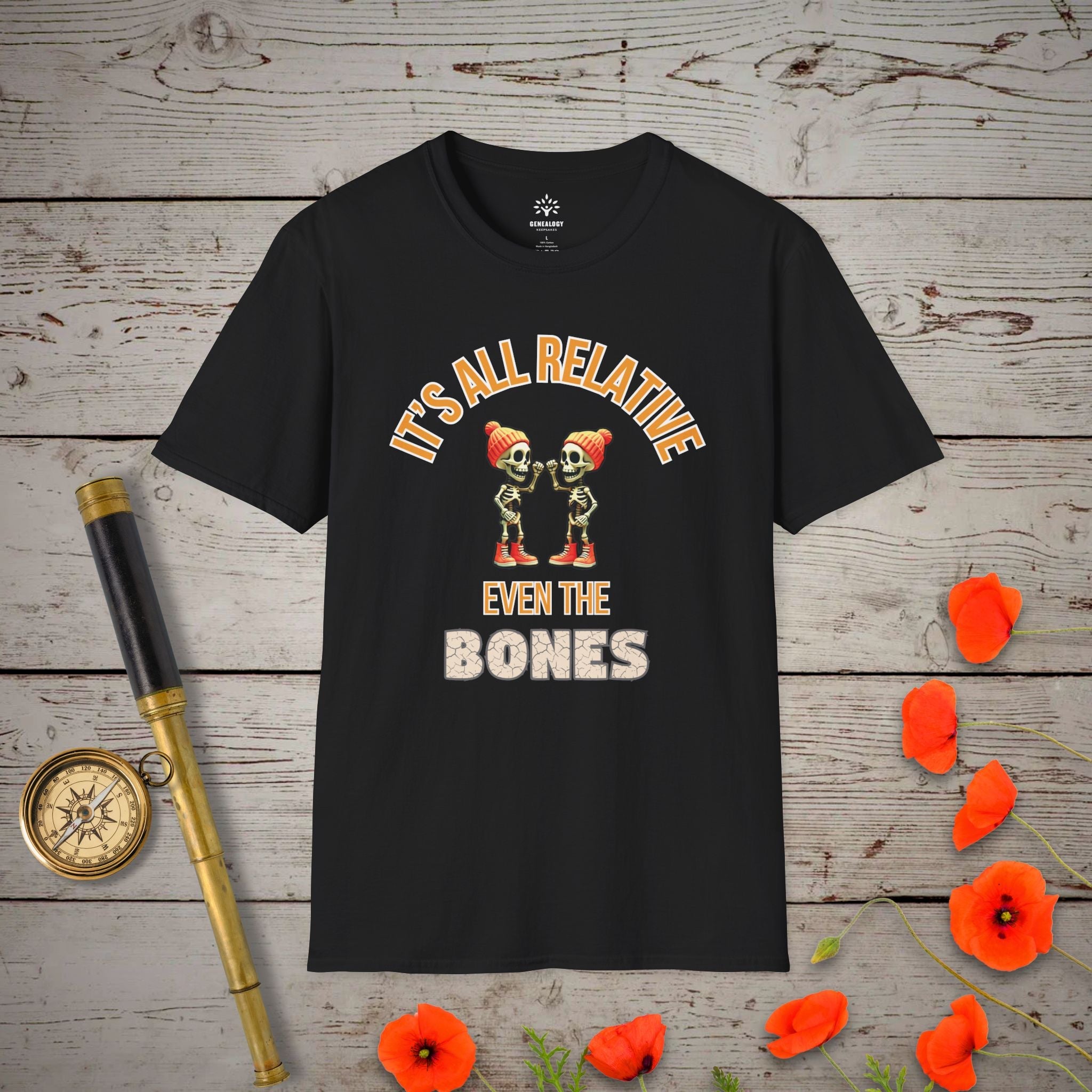It's All Relative T-Shirt in Black by Genealogy Keepsakes