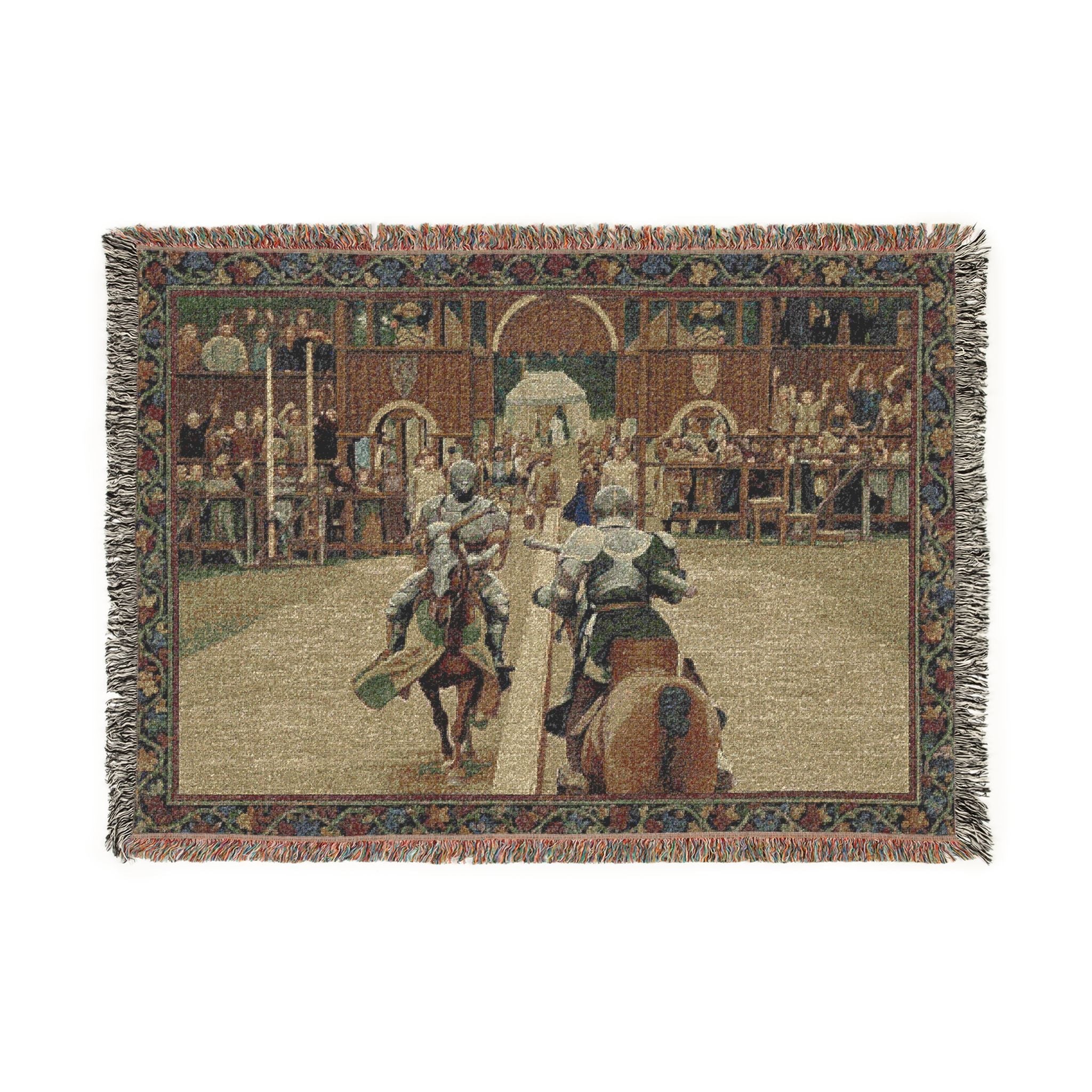 Jousting Tournament Woven Blanket in Artwork by Genealogy Keepsakes