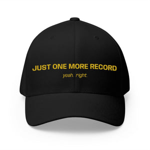 Just One More Record Embroidered Cap in Black by Genealogy Keepsakes