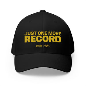 Just One More Record Embroidered Cap in Black by Genealogy Keepsakes