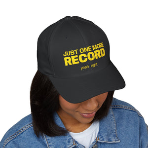 Just One More Record Embroidered Cap in Black by Genealogy Keepsakes