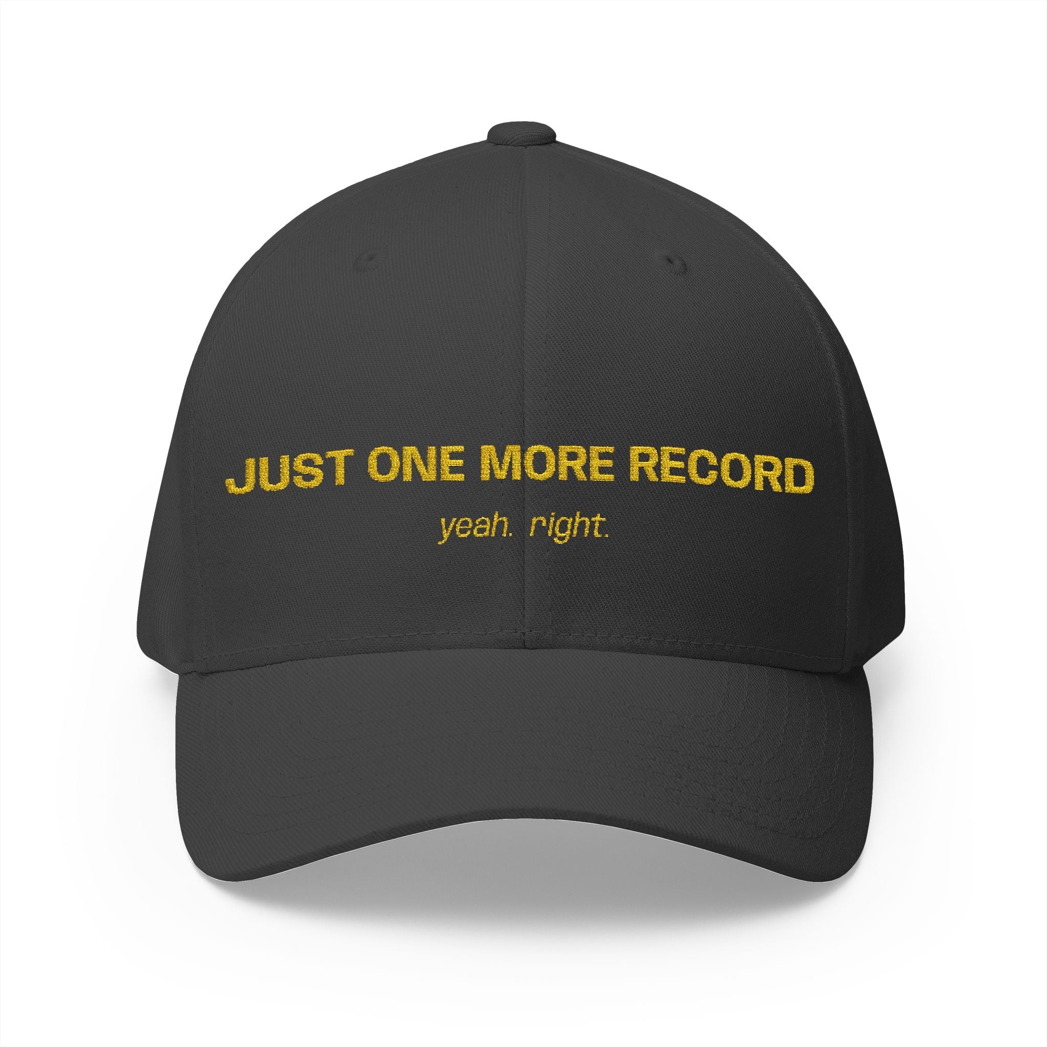 Just One More Record Embroidered Cap in Dark Grey by Genealogy Keepsakes