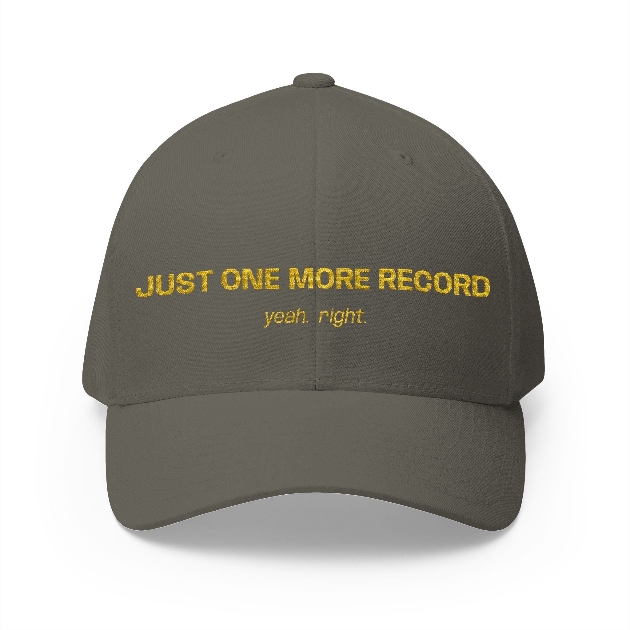 Just One More Record Embroidered Cap in Olive by Genealogy Keepsakes