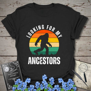 Looking For My Ancestors T-Shirt in Black by Genealogy Keepsakes