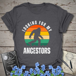Looking For My Ancestors T-Shirt in Dark Heather Grey by Genealogy Keepsakes