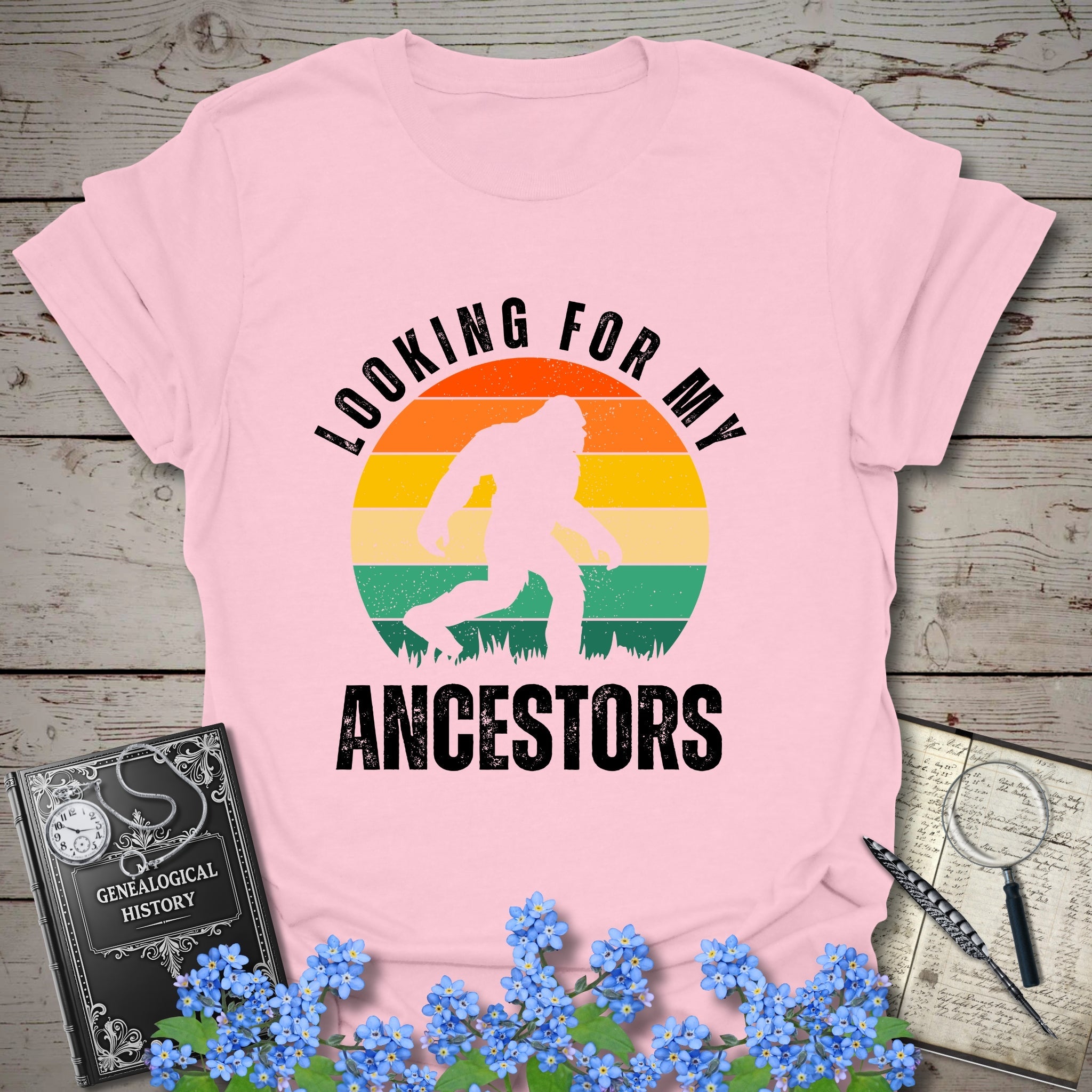 Looking For My Ancestors T-Shirt in Light Pink by Genealogy Keepsakes