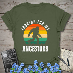 Looking For My Ancestors T-Shirt in Military Green by Genealogy Keepsakes