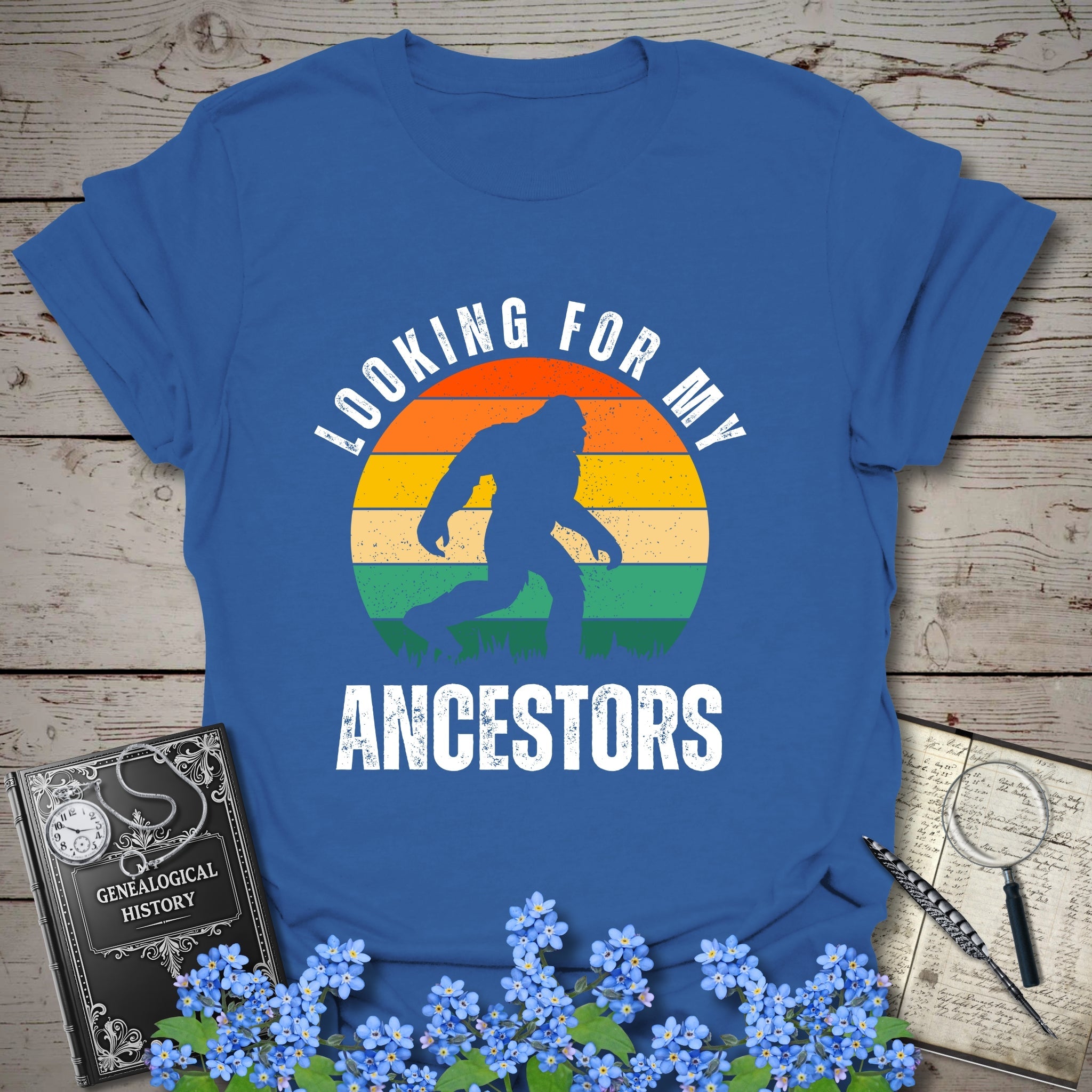 Looking For My Ancestors T-Shirt in Royal by Genealogy Keepsakes