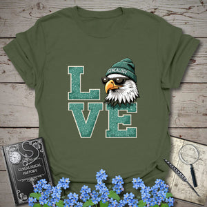 Love Genealogy T-Shirt in Military Green by Genealogy Keepsakes