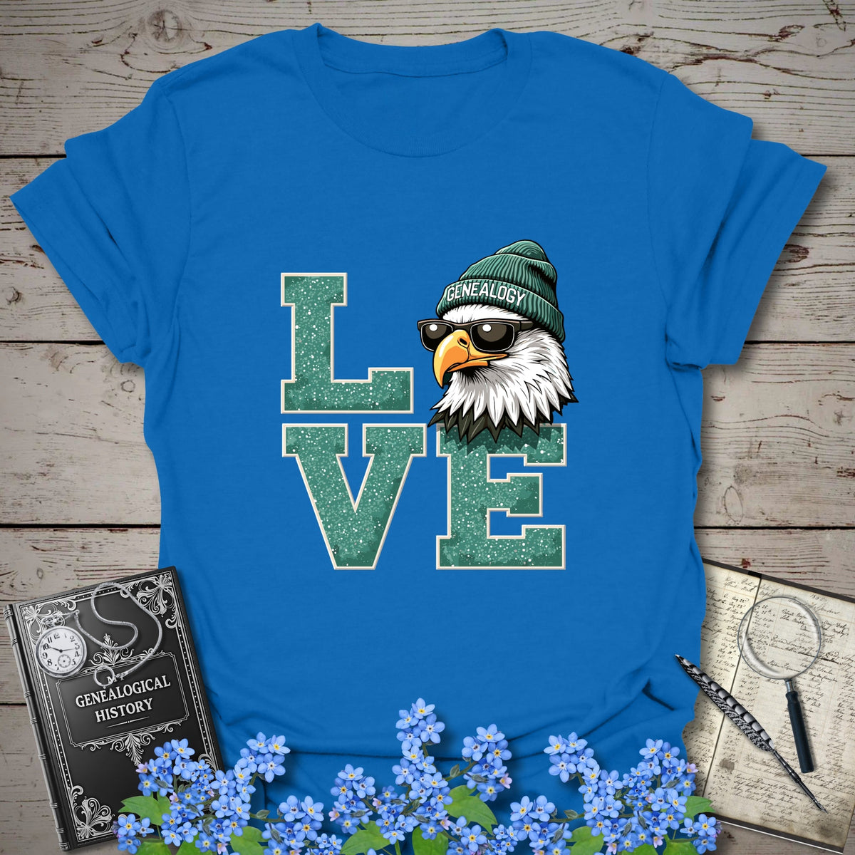 Love Genealogy T-Shirt in Royal by Genealogy Keepsakes