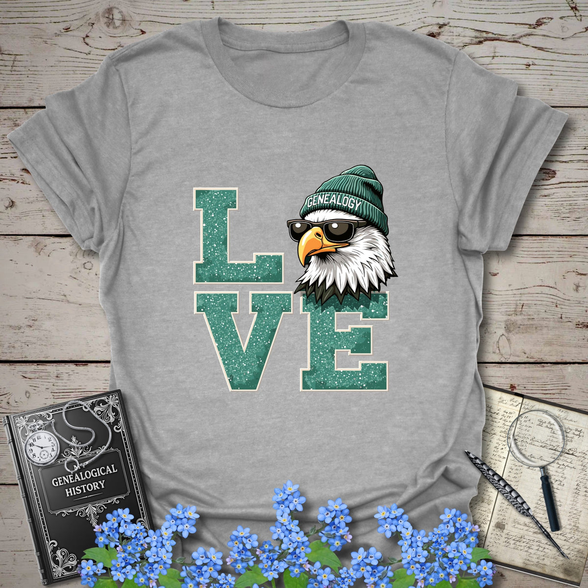 Love Genealogy T-Shirt in Sport Grey by Genealogy Keepsakes
