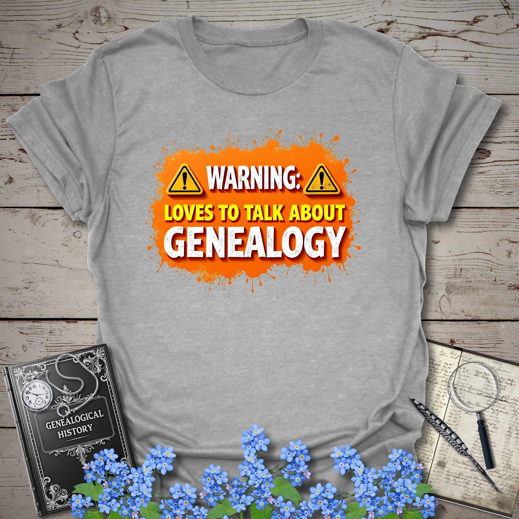 Loves To Talk About Genealogy T-Shirt in Sport Grey by Genealogy Keepsakes