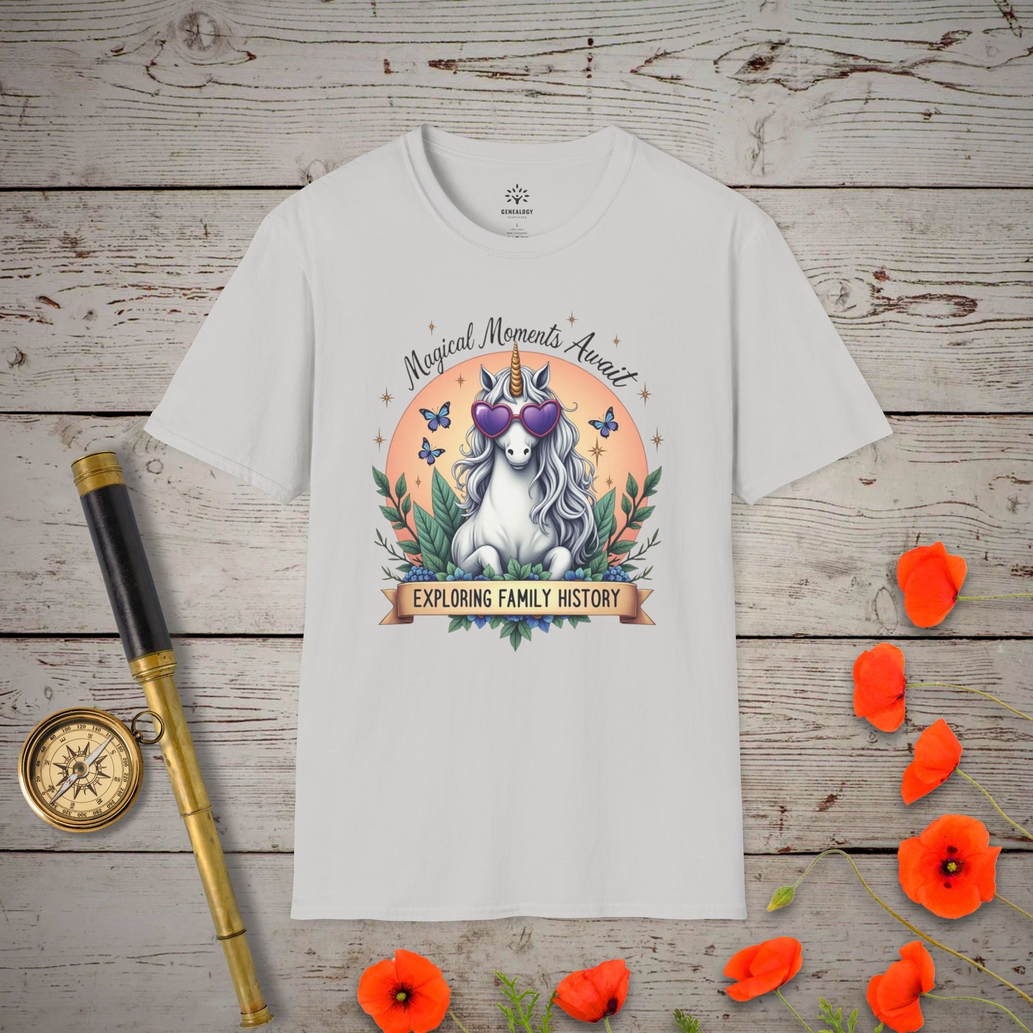 Magical Moments Await T-Shirt in Ice Grey by Genealogy Keepsakes