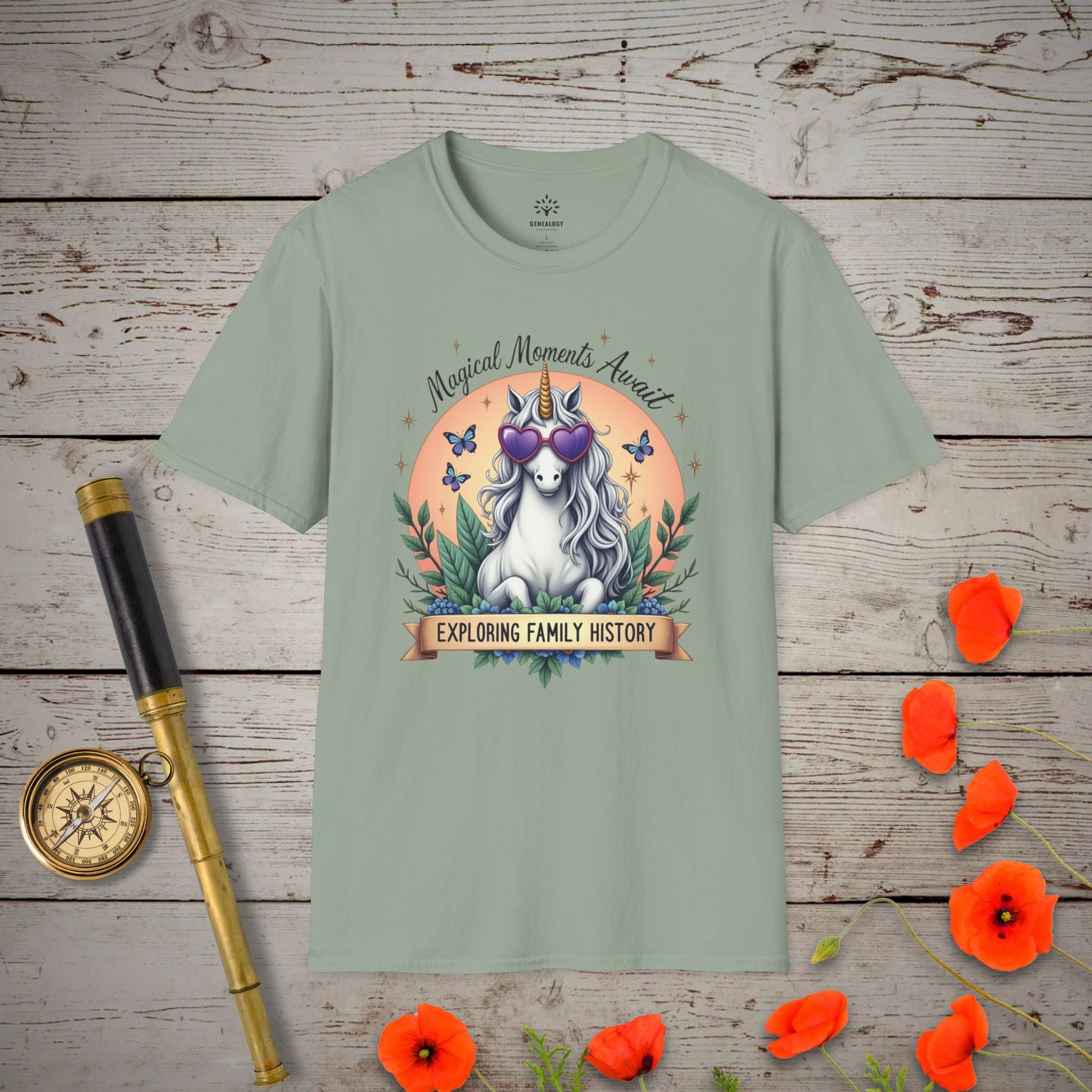 Magical Moments Await T-Shirt in Sage by Genealogy Keepsakes