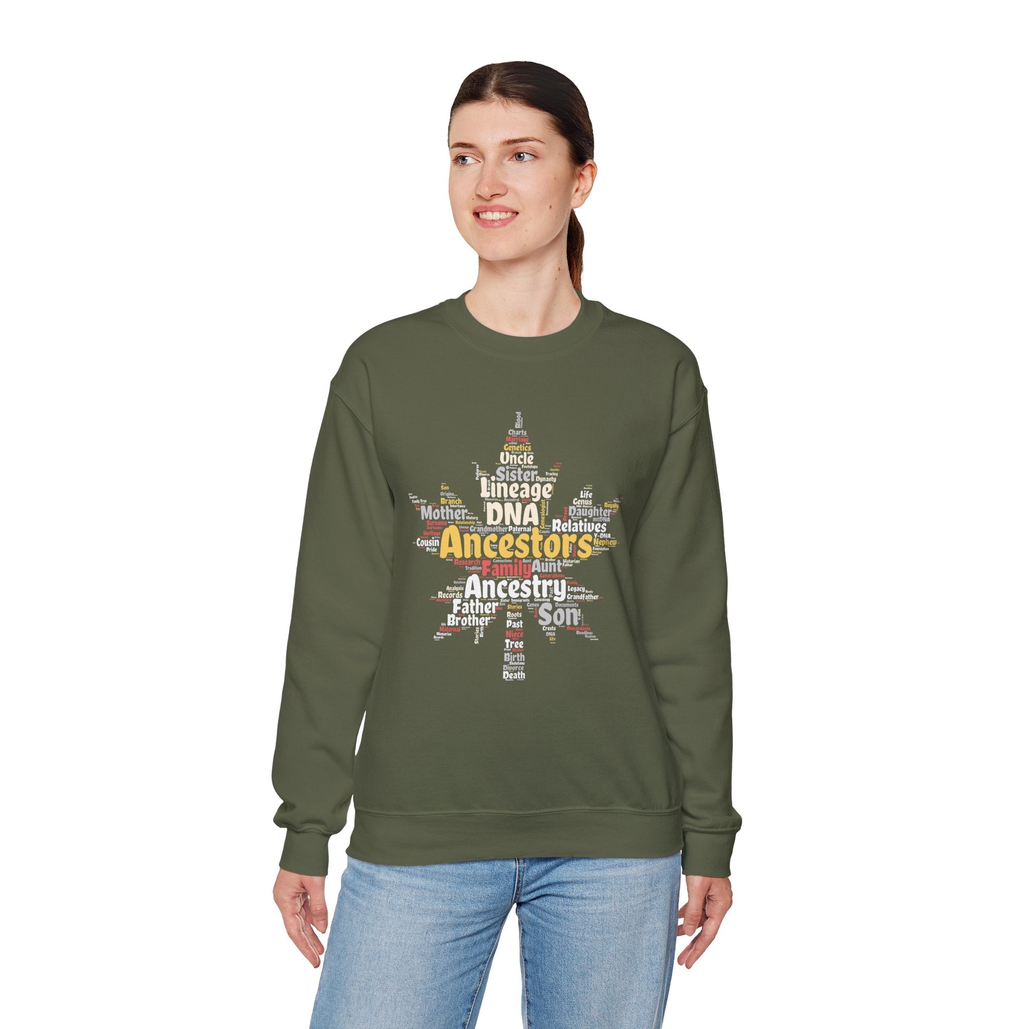 Maple Leaf Word Cloud Sweatshirt in by Genealogy Keepsakes