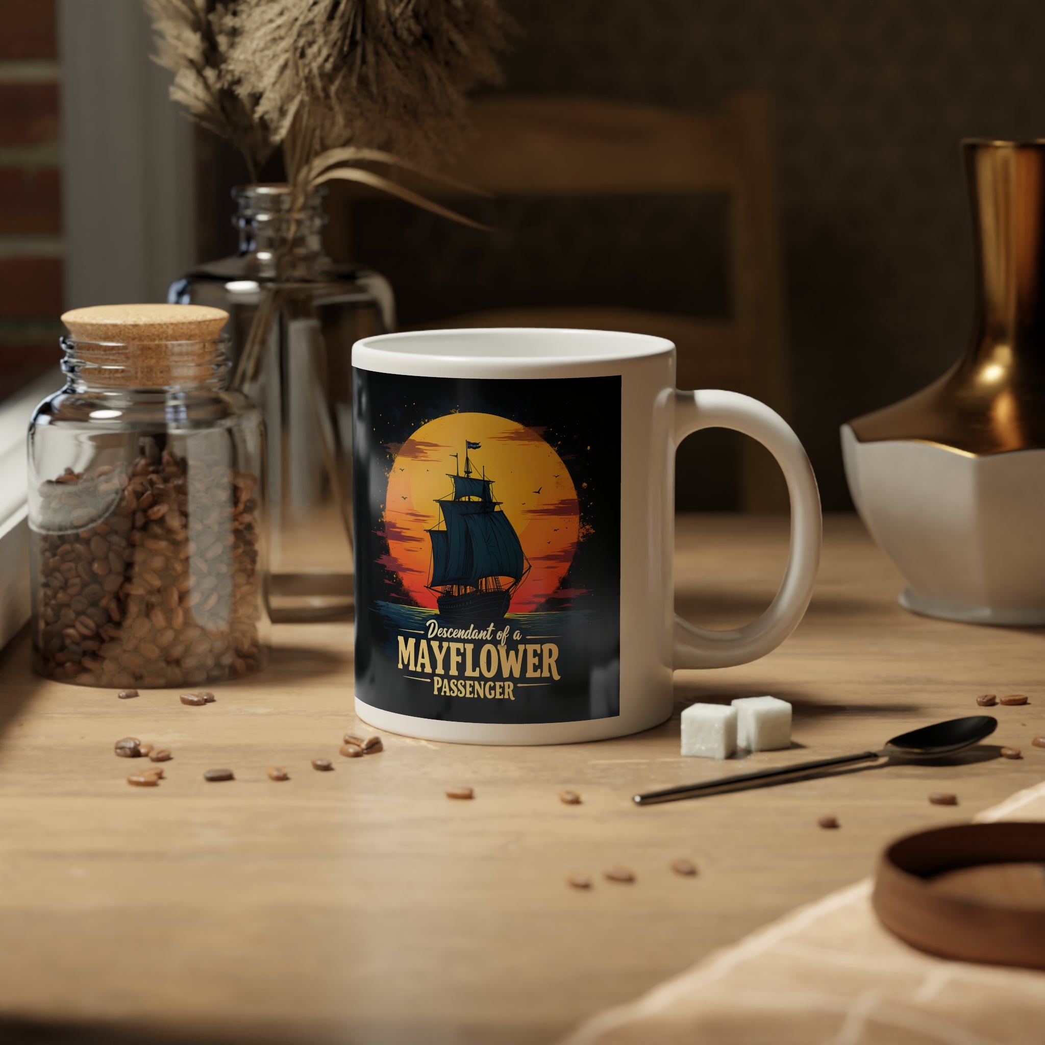 Mayflower Passenger Descendant Mug (20oz) in White by Genealogy Keepsakes
