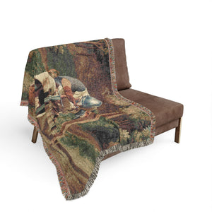 Medieval Knight’s Prayer Woven Blanket in by Genealogy Keepsakes