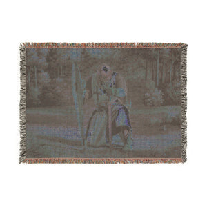 Medieval Knight’s Prayer Woven Blanket in Artwork by Genealogy Keepsakes