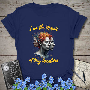 Mosaic of Ancestors T-Shirt in Navy by Genealogy Keepsakes