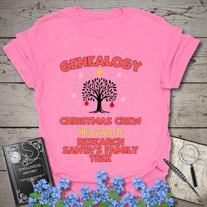 Most Likely To Research Santa's Family Tree T-Shirt in Azalea by Genealogy Keepsakes