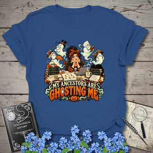 My Ancestors Are Ghosting Me Halloween T-Shirt - Genealogy Keepsakes Custom Genealogy Gift - S Royal