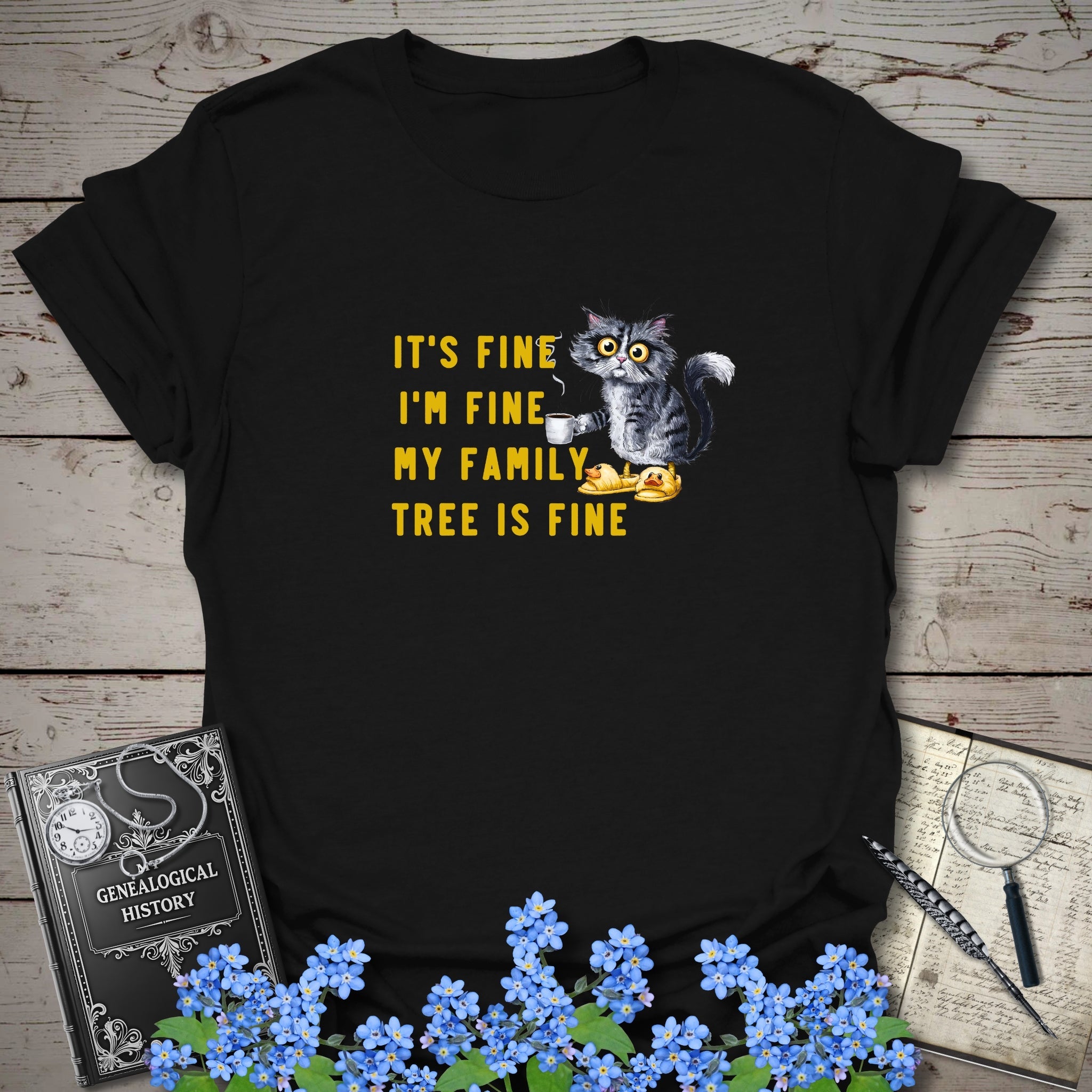 My Family Tree Is Fine T-Shirt in Black by Genealogy Keepsakes