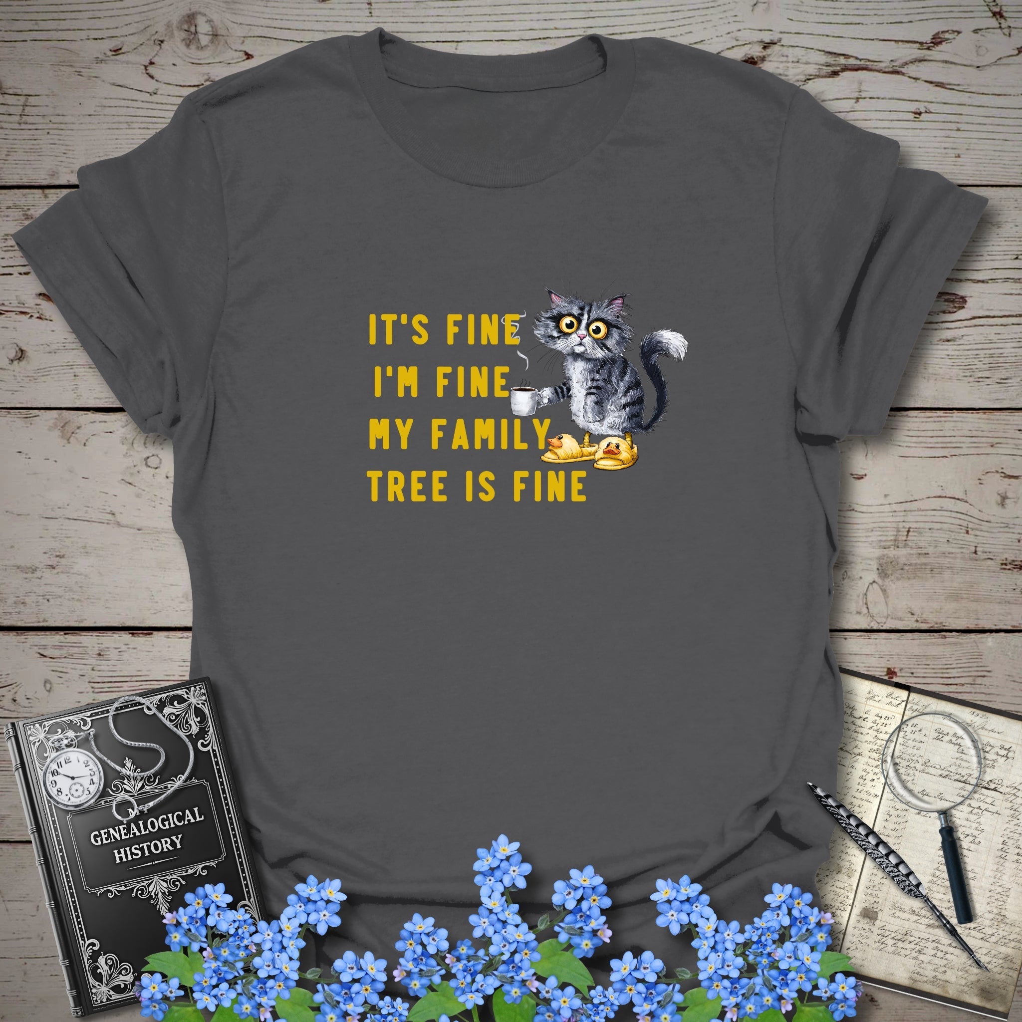 My Family Tree Is Fine T-Shirt in Charcoal by Genealogy Keepsakes